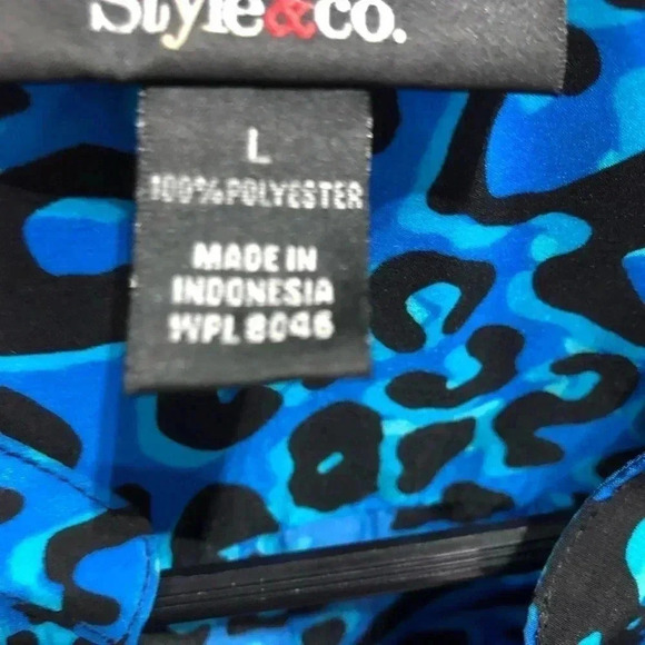 Style & Co. Adjustable long sleeve, button down lightweight blouse, pattern - Picture 6 of 10